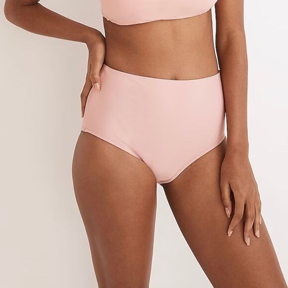 Madewell Second Wave Retro High-Waisted Bikini Bottom Pink Small NWT - Picture 1 of 9